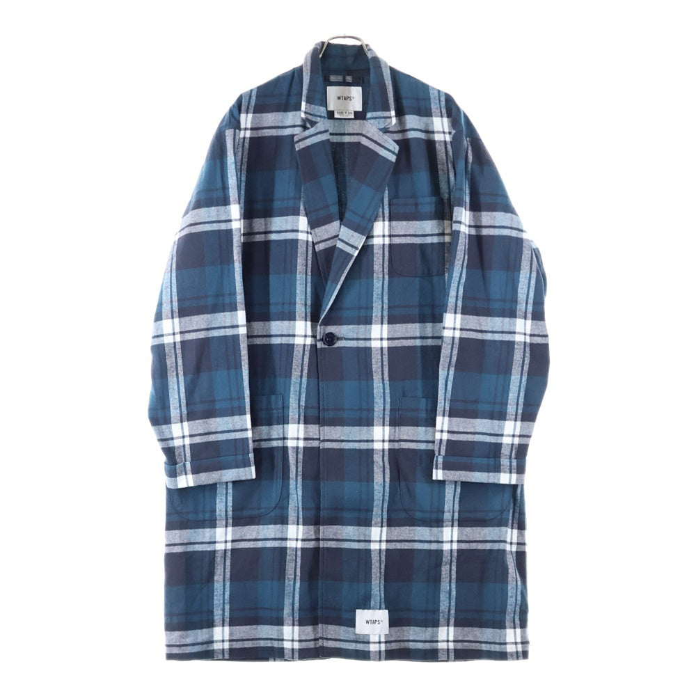 WTAPS(ダブルタップス) 24SS GOWN COAT COTTON FLANNEL TEXTILE コットン フランネルチェック ガウンコート グリーン/ホワイト 241TQDT-JKM01