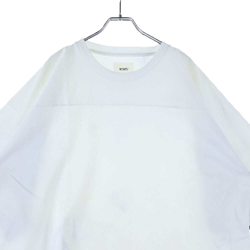 WTAPS(ダブルタップス) 23SS QB SS CTPL WUT ロゴ刺繍 フットボール クルーネック 半袖Tシャツ カットソー ホワイト 231ATDT-CSM31
