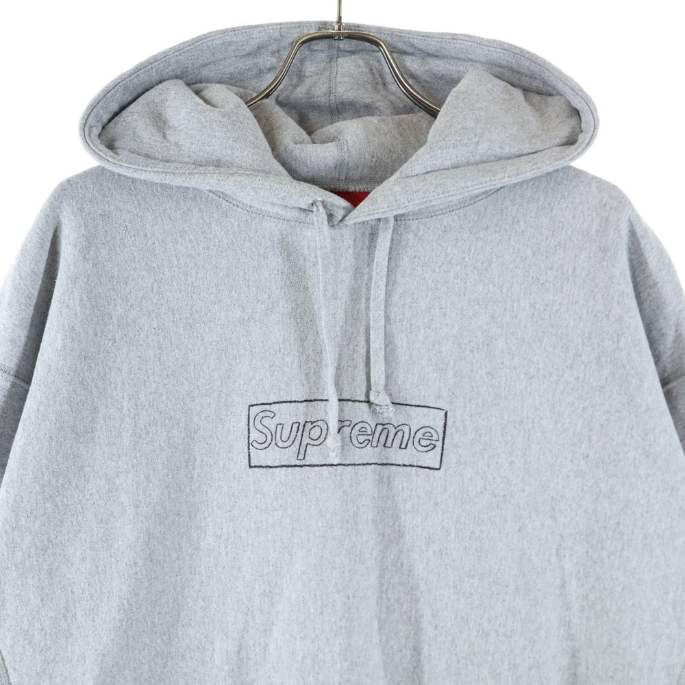 SUPREME(シュプリーム) 21SS ×Kaws Chalk Box Logo Hooded Sweatshirt カウズ チョーク ボックスロゴ スウェット プルオーバーパーカー グレー