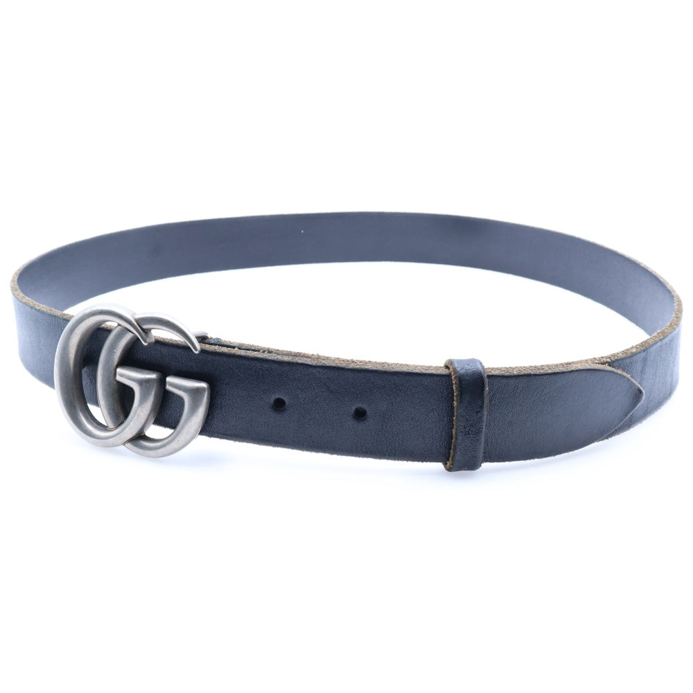 GUCCI(グッチ) GGマーモント ロゴバックル レザーベルト ブラック/シルバー 414516