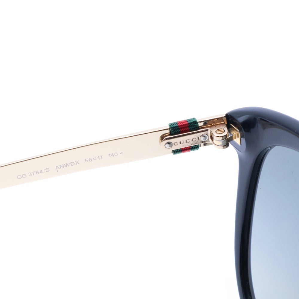 GUCCI(グッチ) サイドロゴ ウェリントンサングラス メガネ ブラック/ゴールド GG3784