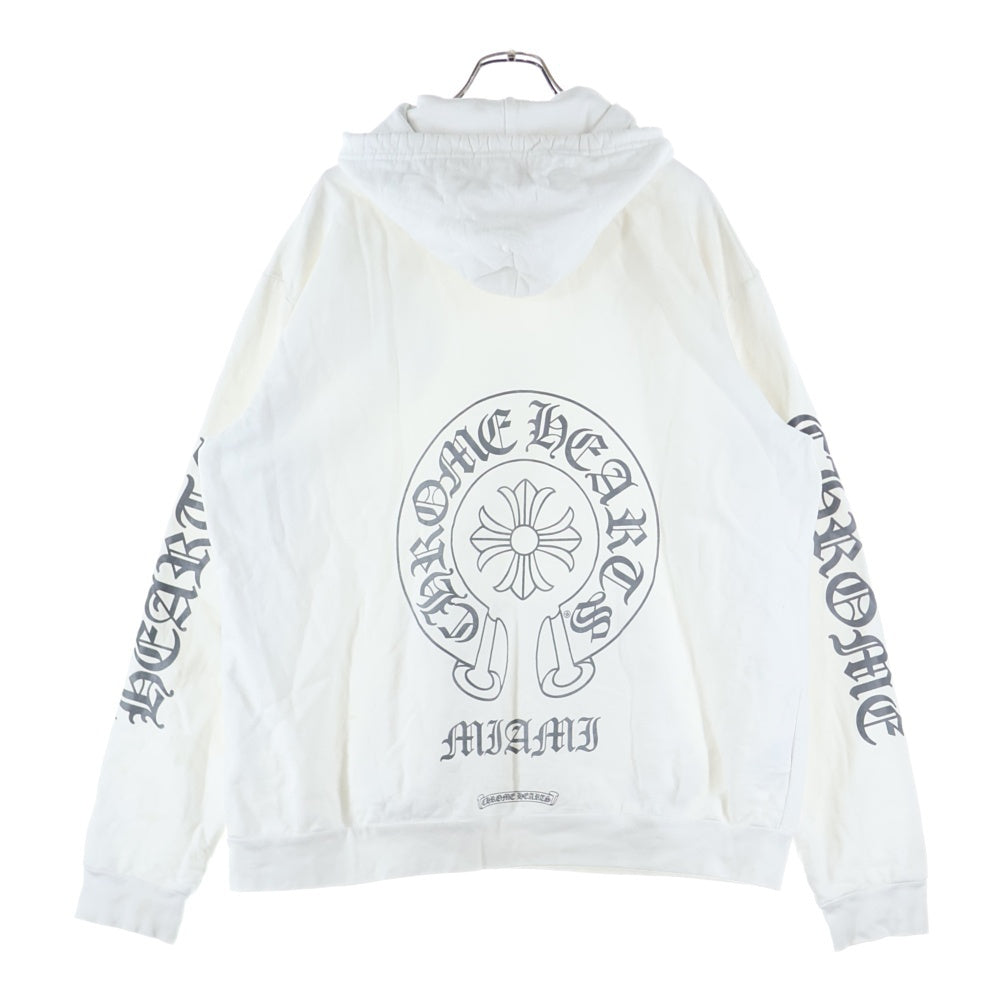 CHROME HEARTS(クロムハーツ) SWTSHRT PLVR LTD マイアミ限定 バックホースシュープリント スウェット プルオーバーパーカー ホワイト