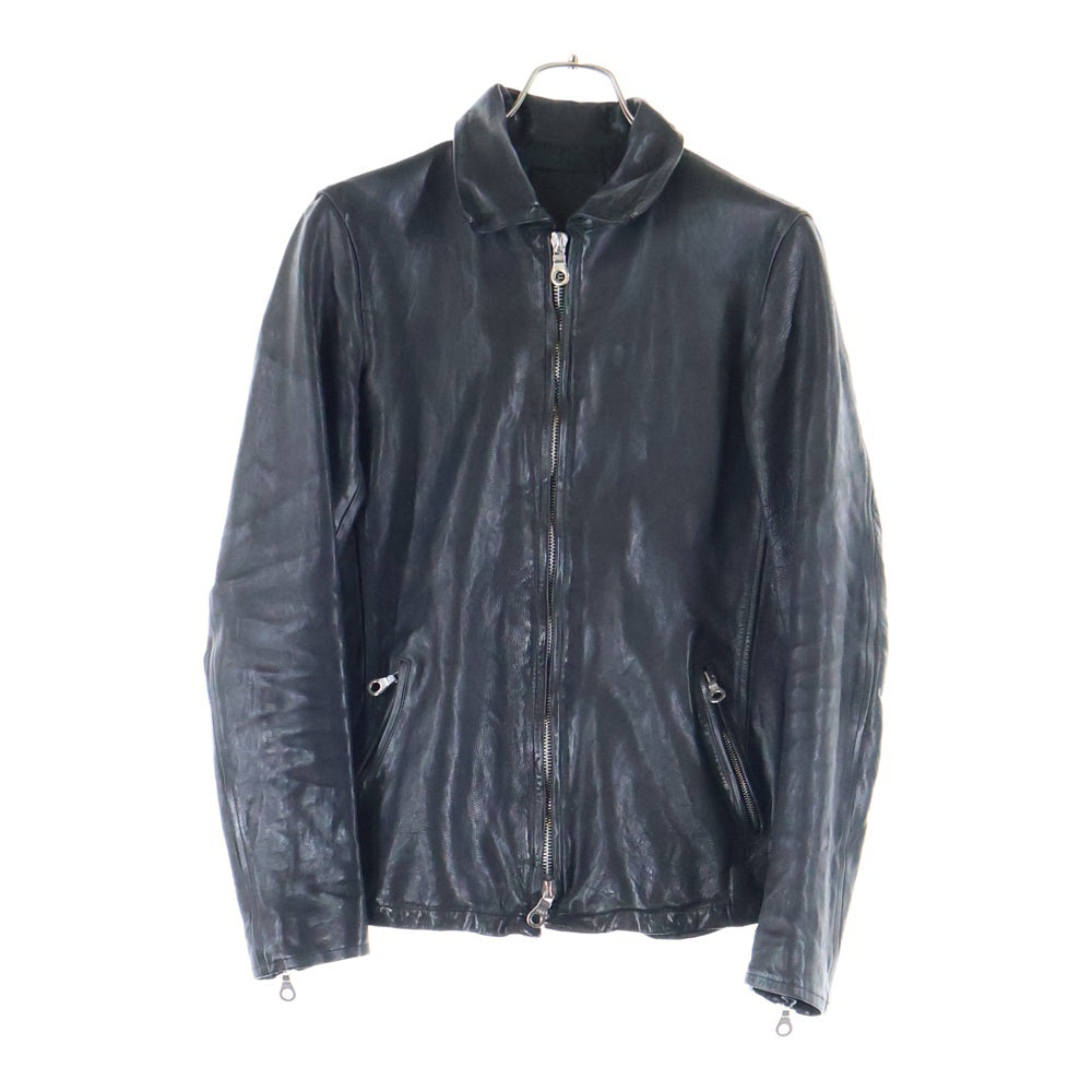 ISAMU KATAYAMA BACKLASH(イサムカタヤマバックラッシュ) FLEET WOOD ジャパンカーフタンニン製品染め ライダースジャケット レザージャケット ブラック 1498-02