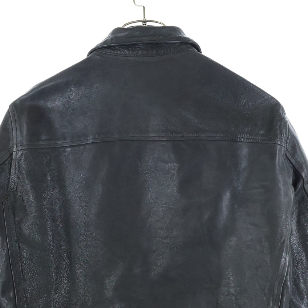 ISAMU KATAYAMA BACKLASH(イサムカタヤマバックラッシュ) FLEET WOOD ジャパンカーフタンニン製品染め ライダースジャケット レザージャケット ブラック 1498-02