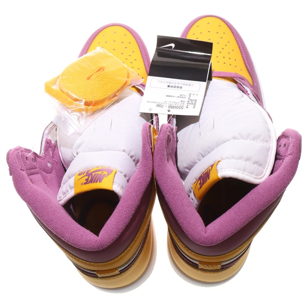 NIKE(ナイキ) AIR JORDAN 1 RETRO HIGH OG BROTHERHOOD エアジョーダン1 ブラザーフッド ハイカットスニーカー イエロー/パープル US10/28cm 555088-706