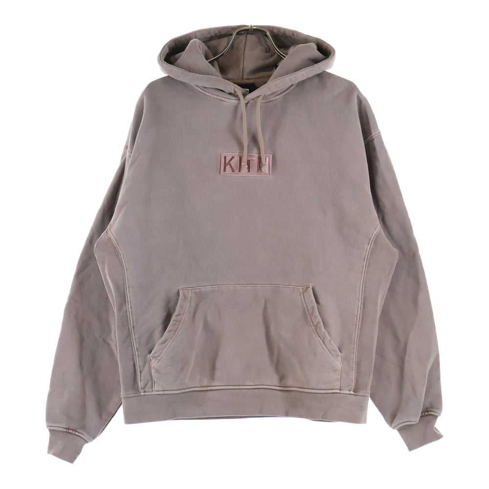 KITH(キス) ボックスロゴ スウェットフーディ プルオーバーパーカー ピンクベージュ