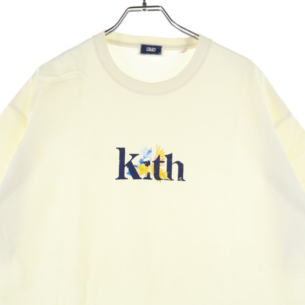 KITH(キス) BLUE CORSAGE TEE ブルー コサージュ クルーネック半袖Tシャツ カットソー アイボリー