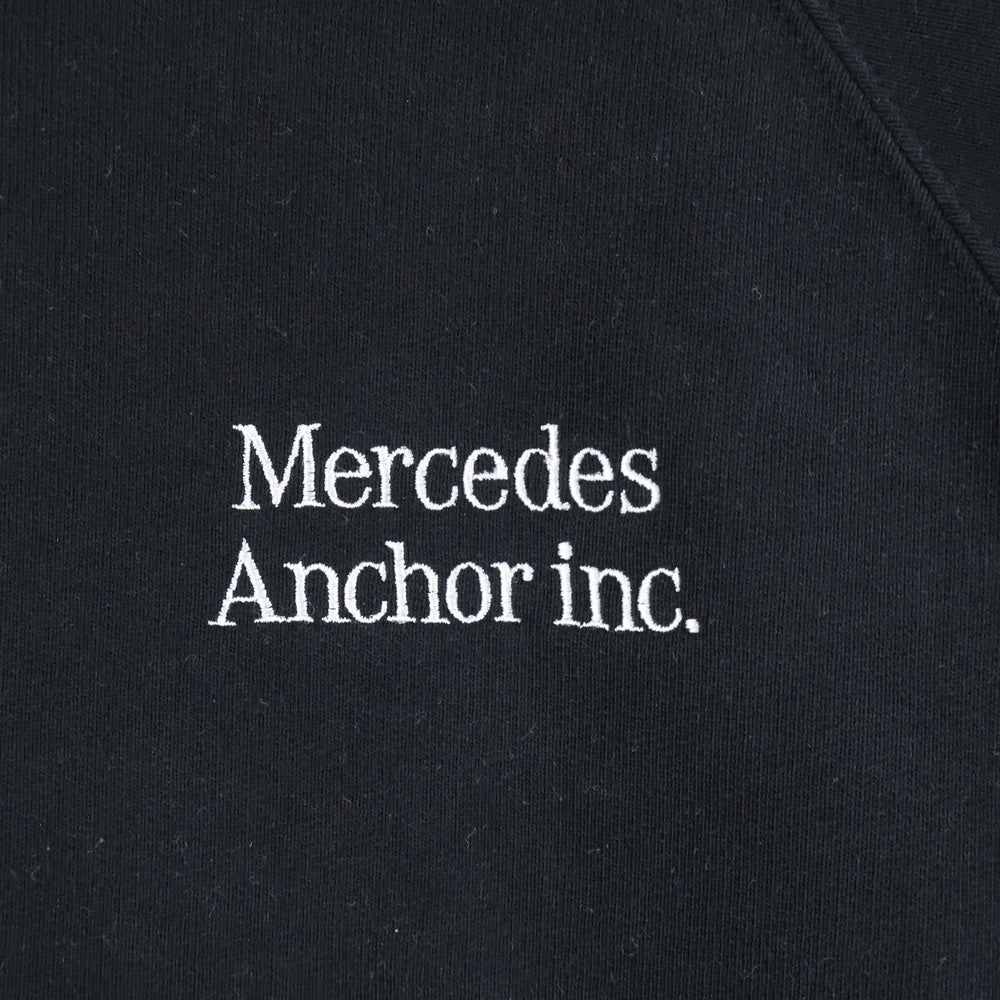 Mercedes Anchor Inc.(メルセデスアンカーインク) RAGLAN CREW SWEAT フロントロゴエンブロイダリー ラグラン クルーネックスウェットトレーナー ブラック