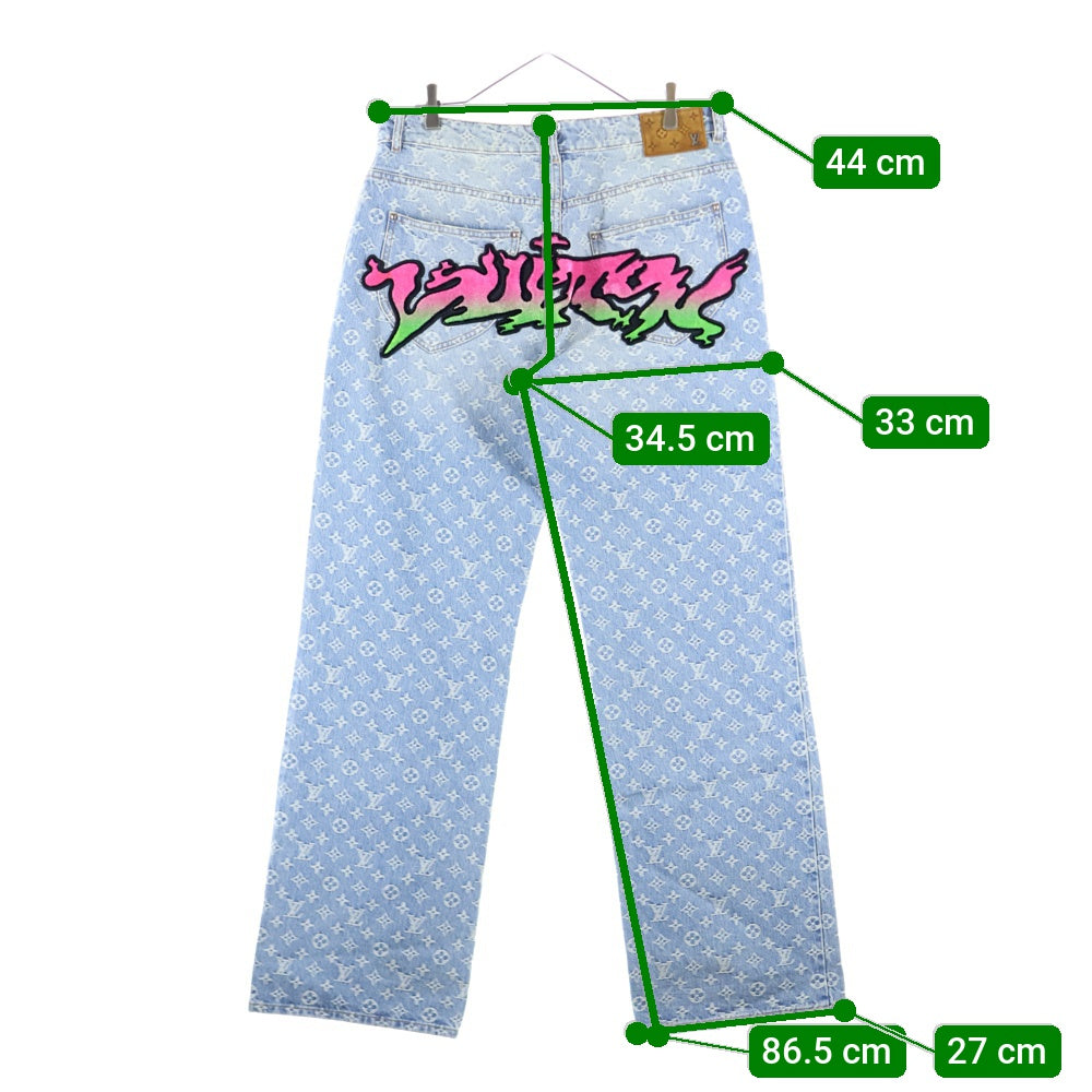 LOUIS VUITTON(ルイヴィトン) 22SS シグネチャーデザインパッチ モノグラム ワイド バギーデニムパンツ インディゴ RM221 UZD HMD75W
