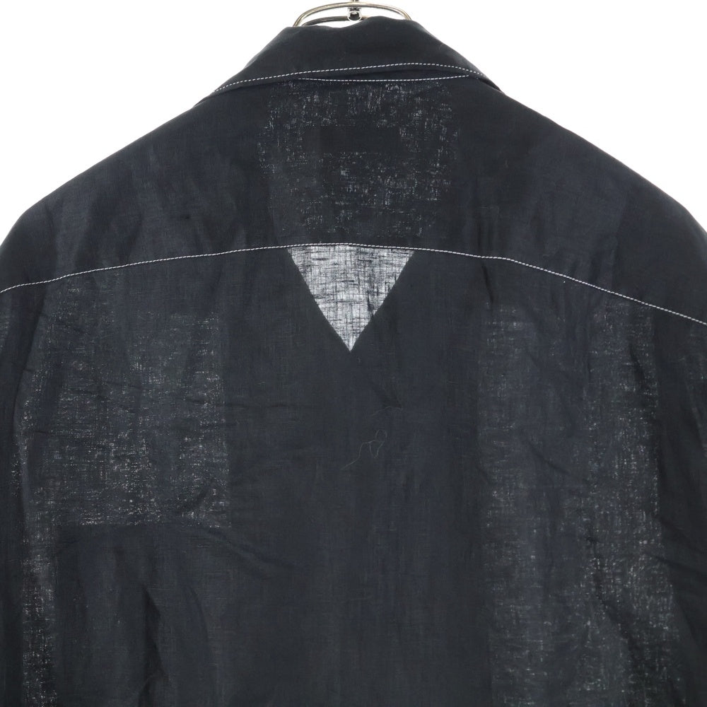 PRADA(プラダ) 25SS トライアングルロゴステッチ オープンカラー 長袖シャツ ブラック UCN441