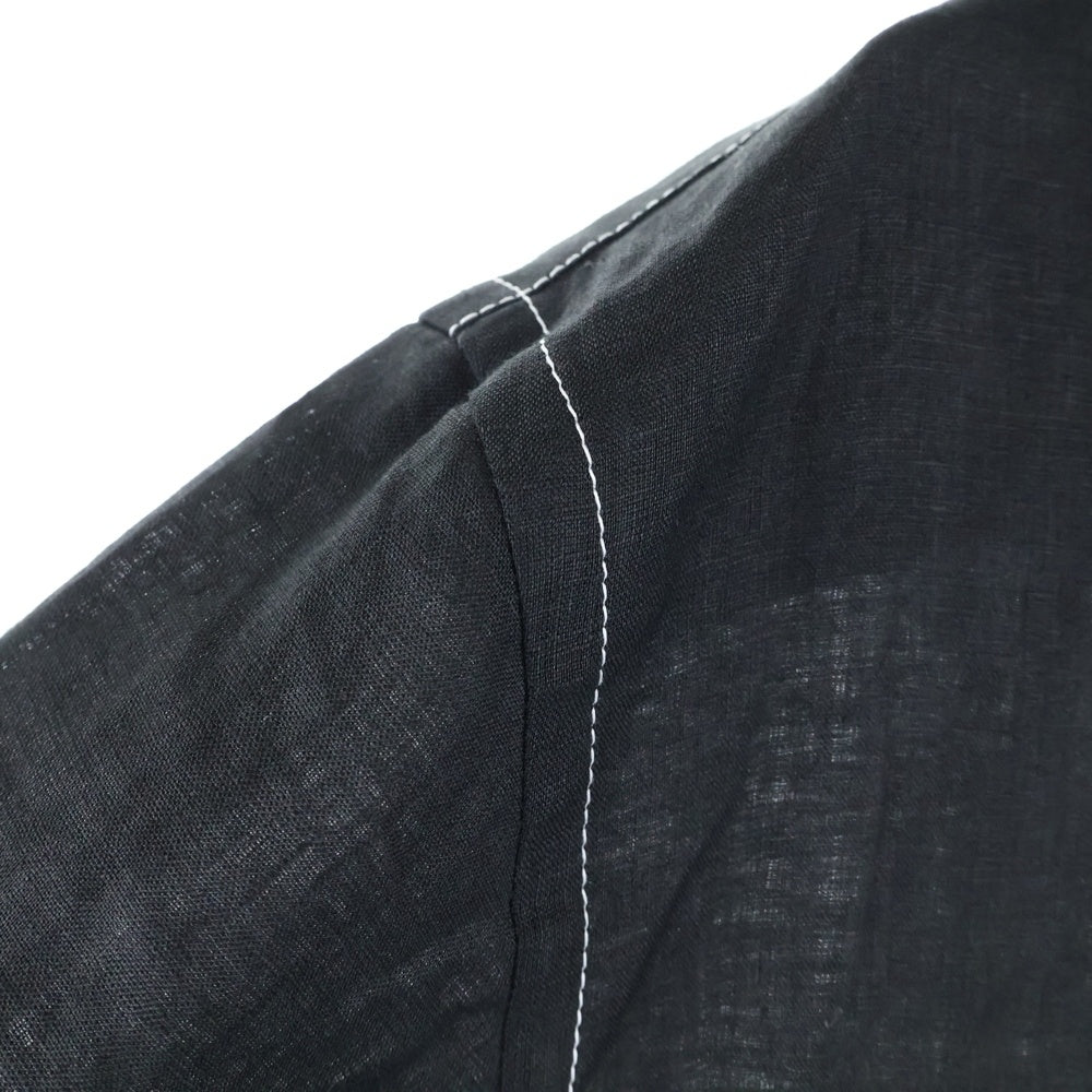 PRADA(プラダ) 25SS トライアングルロゴステッチ オープンカラー 長袖シャツ ブラック UCN441