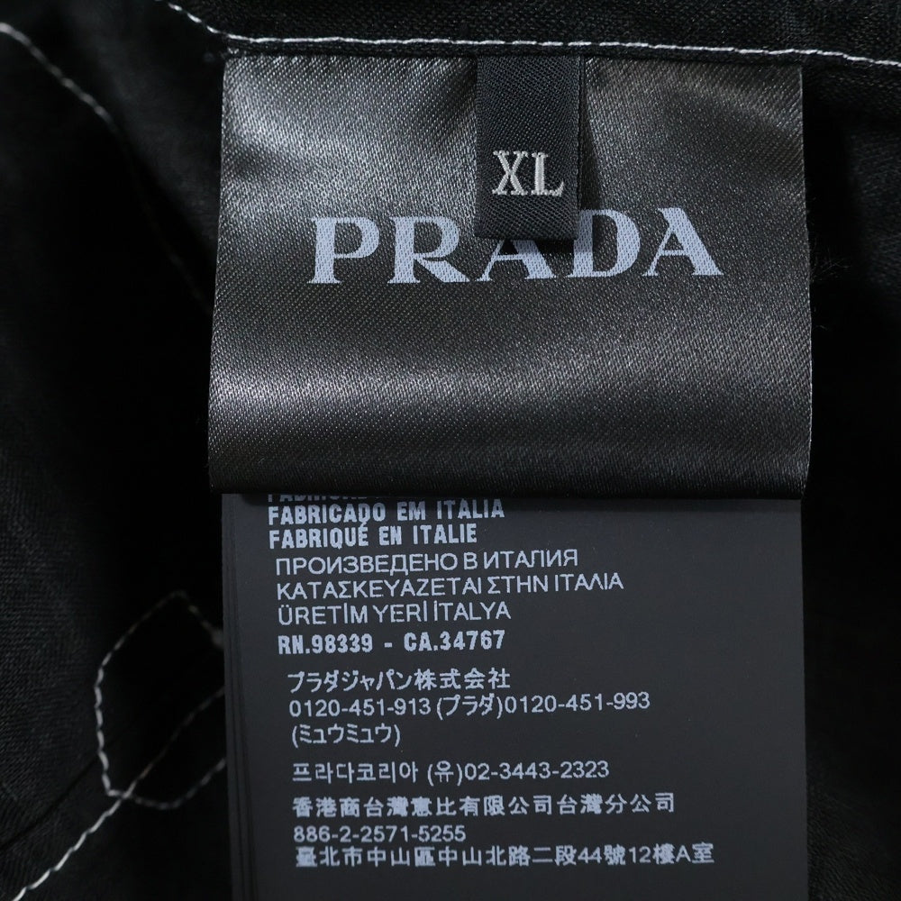 PRADA(プラダ) 25SS トライアングルロゴステッチ オープンカラー 長袖シャツ ブラック UCN441