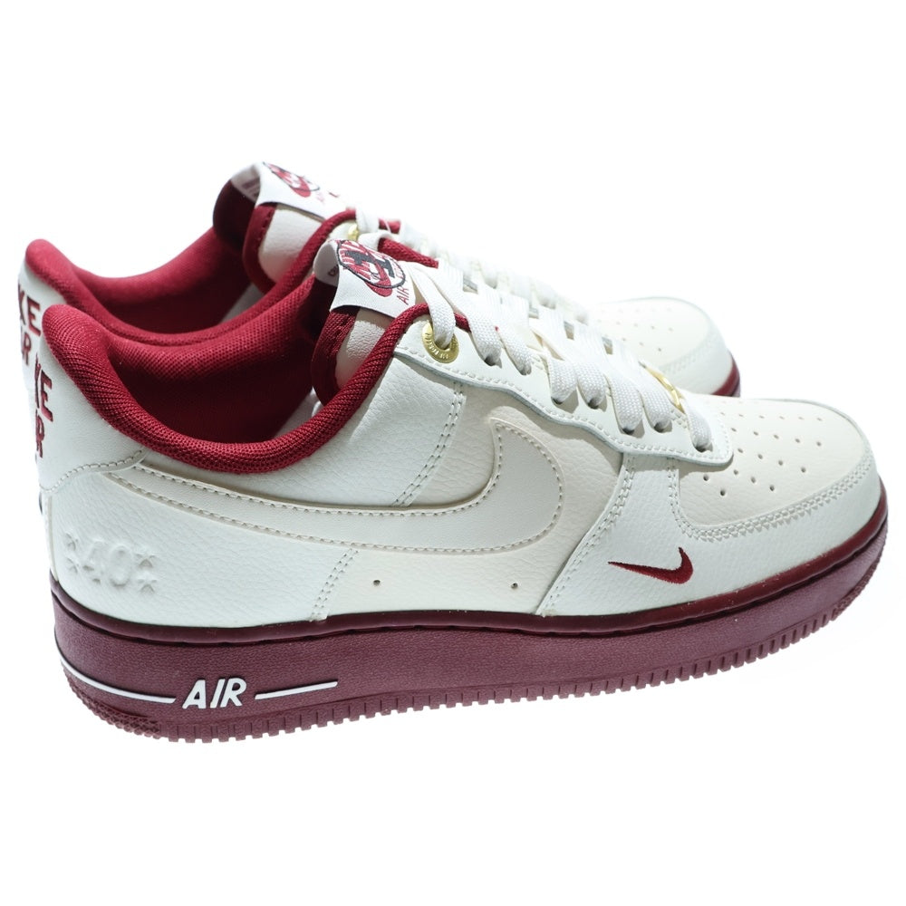 NIKE(ナイキ) WMNS AIR FORCE 1 LOW 40TH ANNIVERSARY ウィメンズ エアフォース1 40周年記念 ローカットスニーカー ホワイト/バーガンディ US9/26cm DQ7582-100