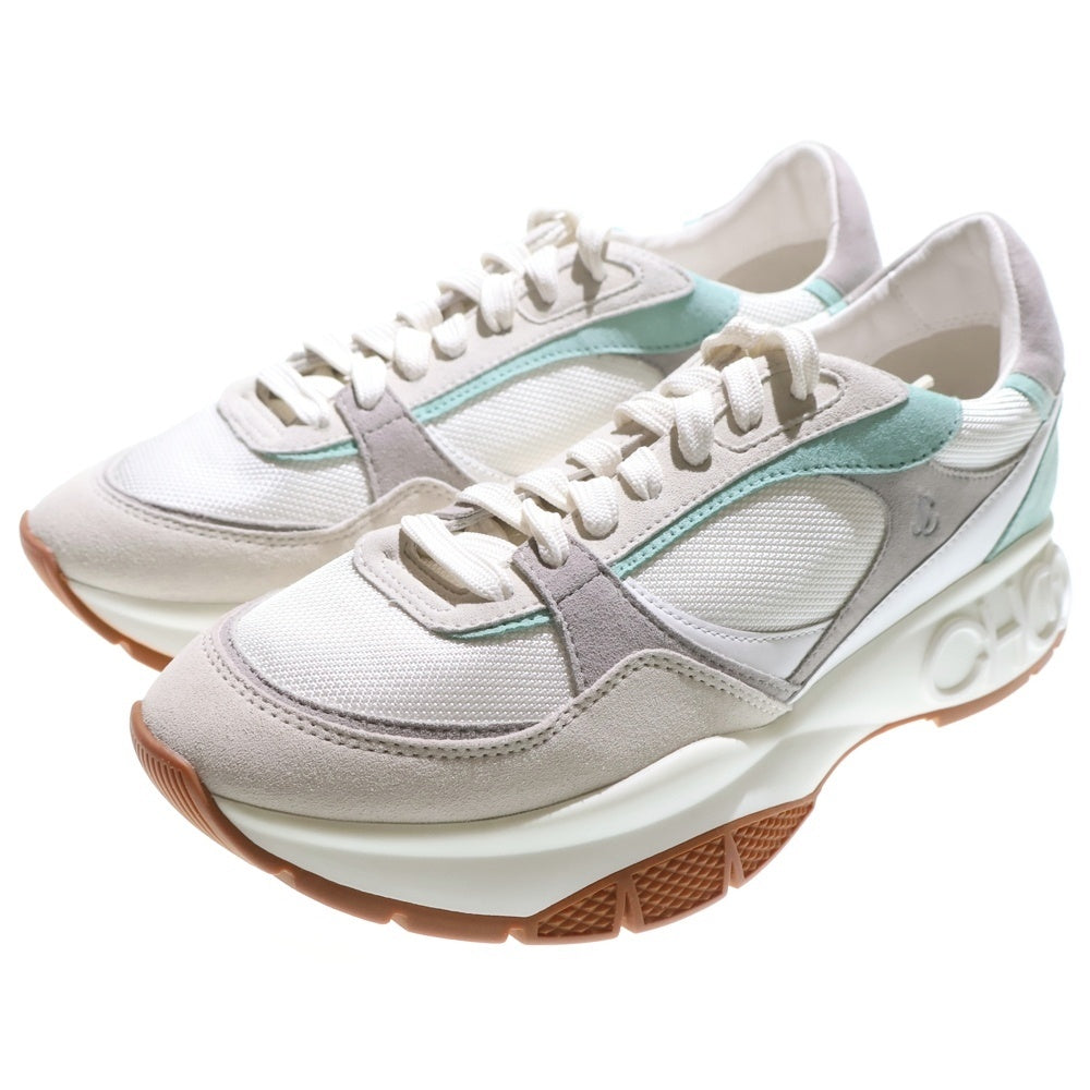 JIMMY CHOO(ジミーチュウ) CHOOロゴ スエードメッシュ切替 プラットフォーム ローカットスニーカー ホワイト J00015083141