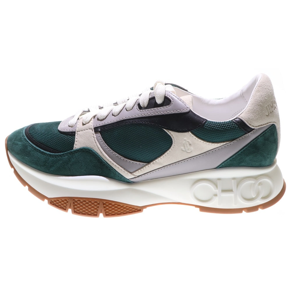 JIMMY CHOO(ジミーチュウ) CHOOロゴ スエードメッシュ切替 プラットフォーム ローカットスニーカー グリーン J00015541241