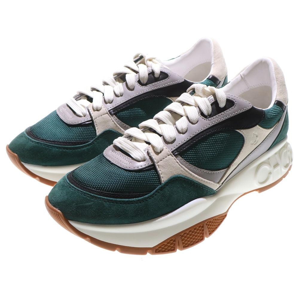 JIMMY CHOO(ジミーチュウ) CHOOロゴ スエードメッシュ切替 プラットフォーム ローカットスニーカー グリーン J00015541241