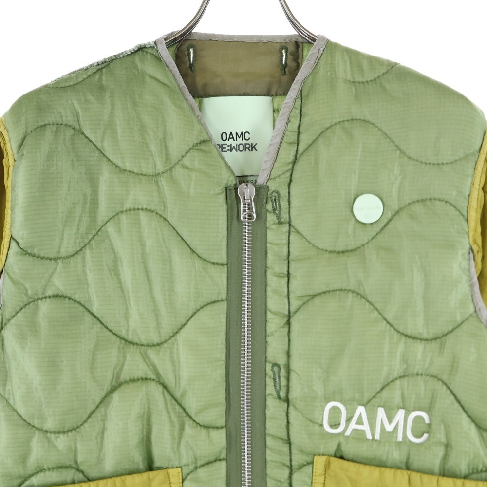 OAMC(オーエーエムシー) 22AW OVERDYED M-65 LINER オーバーダイ キルティング サイドカット ライナー ノーカラージャケット カーキ 22A28OAX08