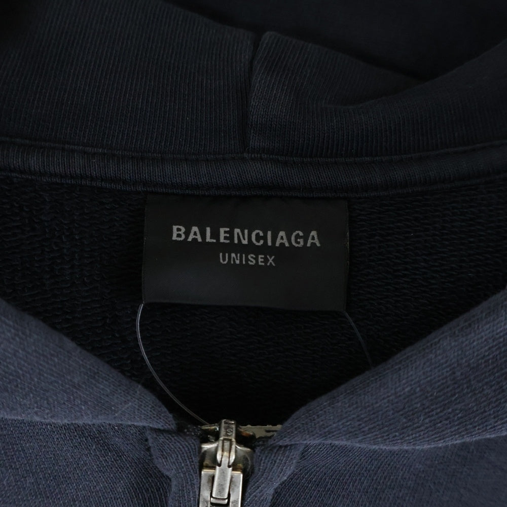 BALENCIAGA(バレンシアガ) 23AW OFFSHORE アートプリント スウェット ジップアップ パーカー ブラック 770939 TPVM9