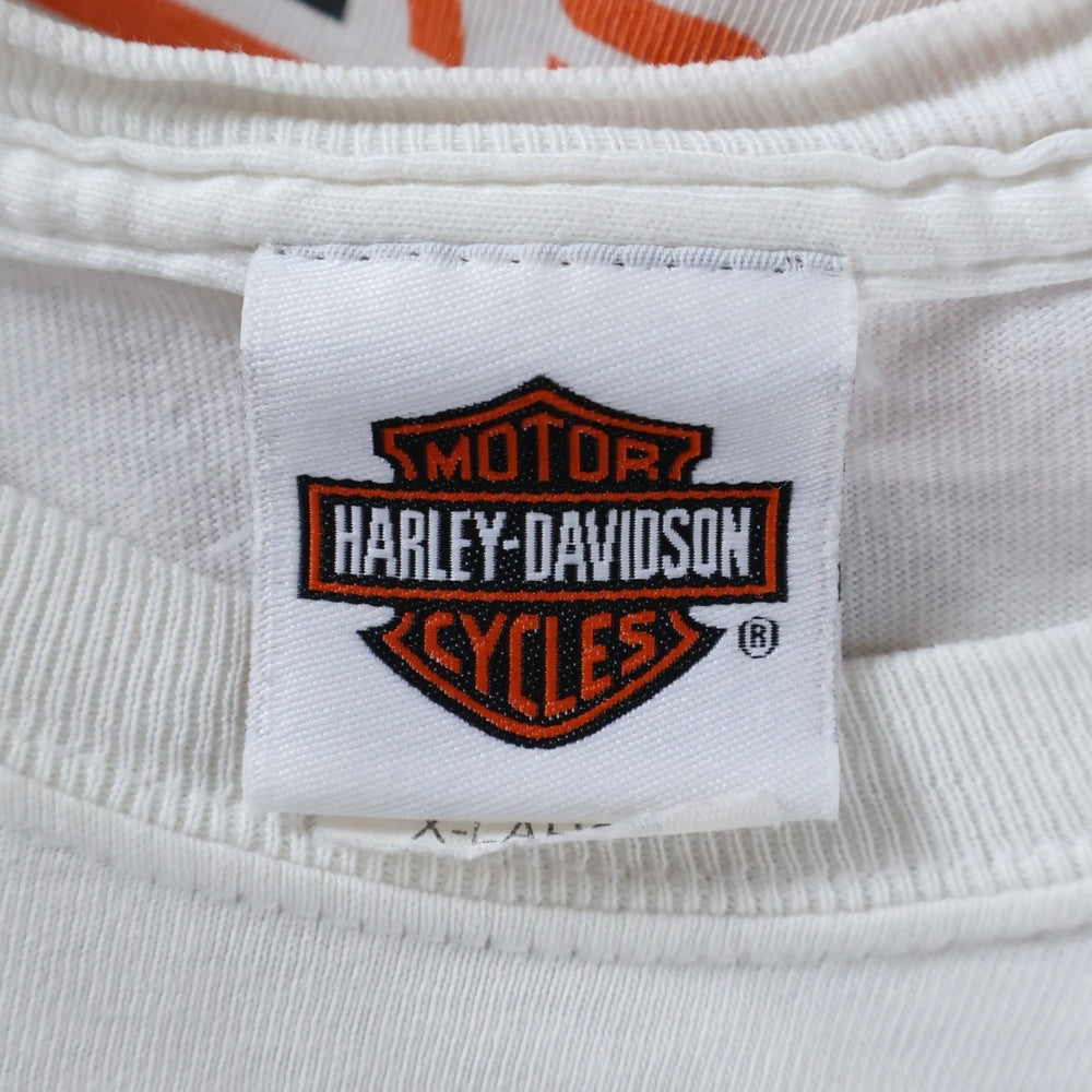 VINTAGE(ヴィンテージ) 00S HARLEY DAVIDSON TRIBAL FLAME L/S TEE ハーレーダビッドソン トライバル フレイム プリント 長袖Tシャツ カットソー ホワイト
