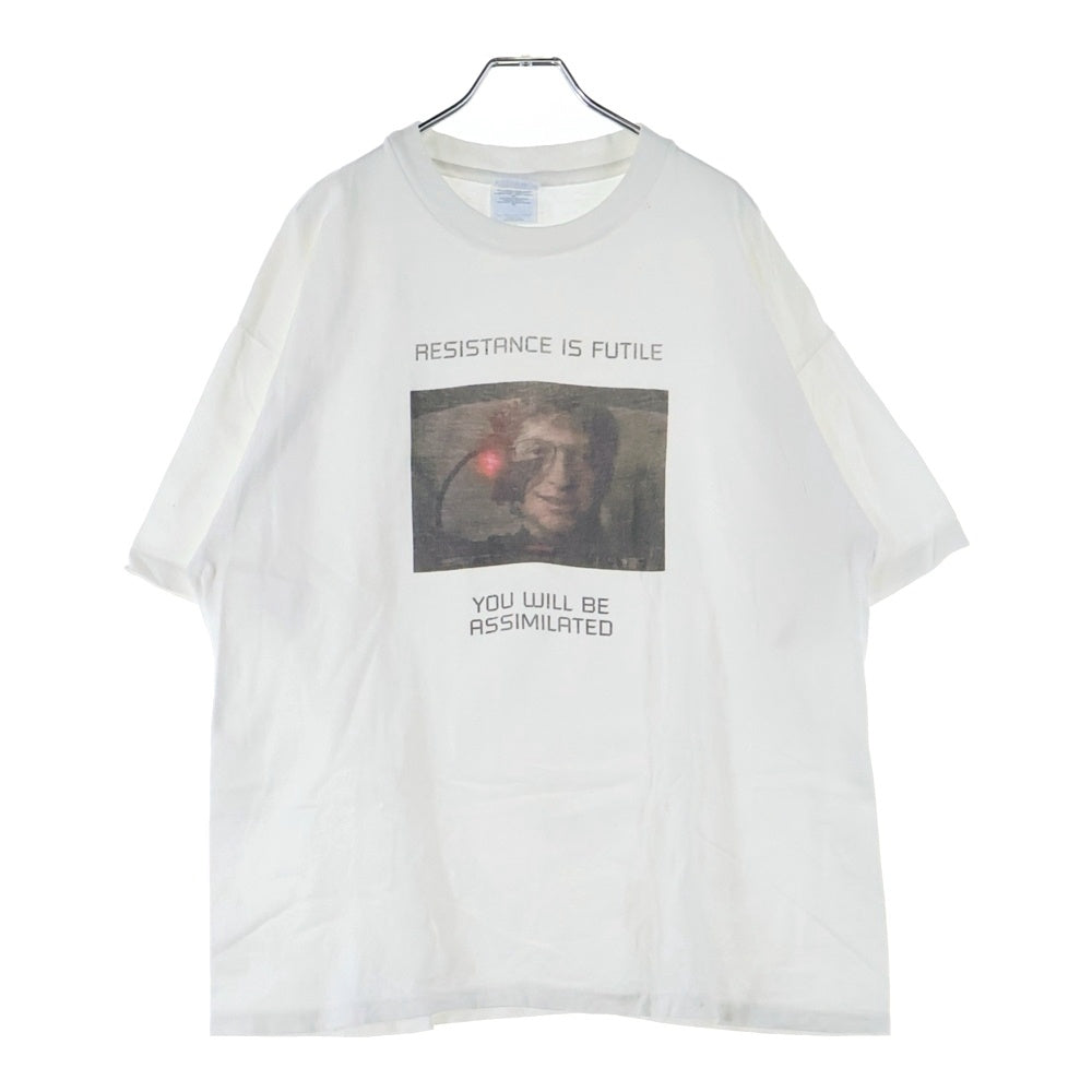 VINTAGE(ヴィンテージ) MICROSOFT Bill GATES RESISTANCE IS FULILE YOU WILL BE ASSIMILATED マイクロソフト ビルゲイツ プリント 半袖Tシャツ カットソー ホワイト