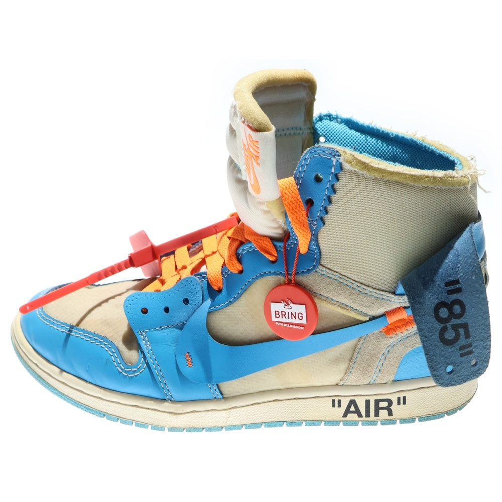 NIKE(ナイキ) ×OFF-WHITE AIR JORDAN 1 POWDER BLUE UNC オフホワイト エアジョーダン1 パウダーブルー ハイカットスニーカー ホワイト/ブルー US9/27cm AQ0818-148