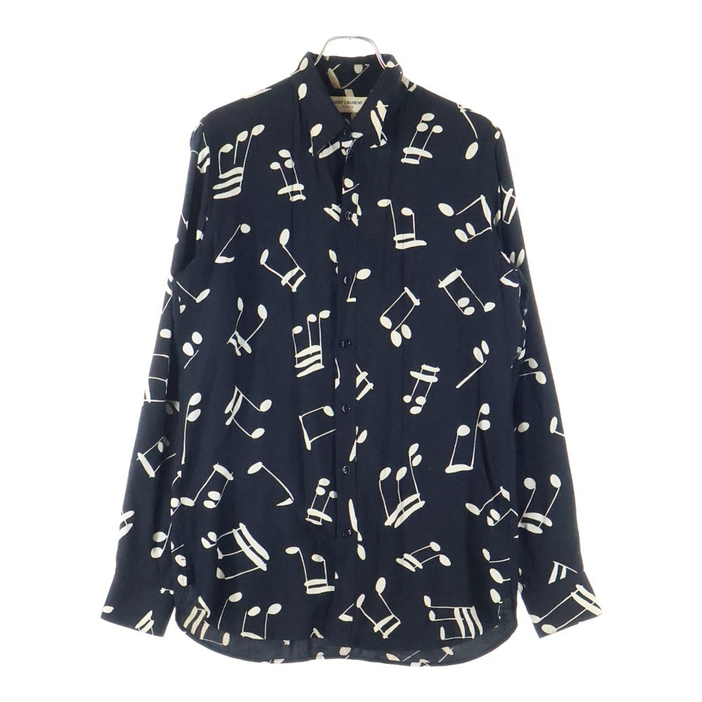 SAINT LAURENT PARIS(サンローランパリ) 16AW ミュージックノート レーヨン 長袖シャツ ブラック 437581 Y325N