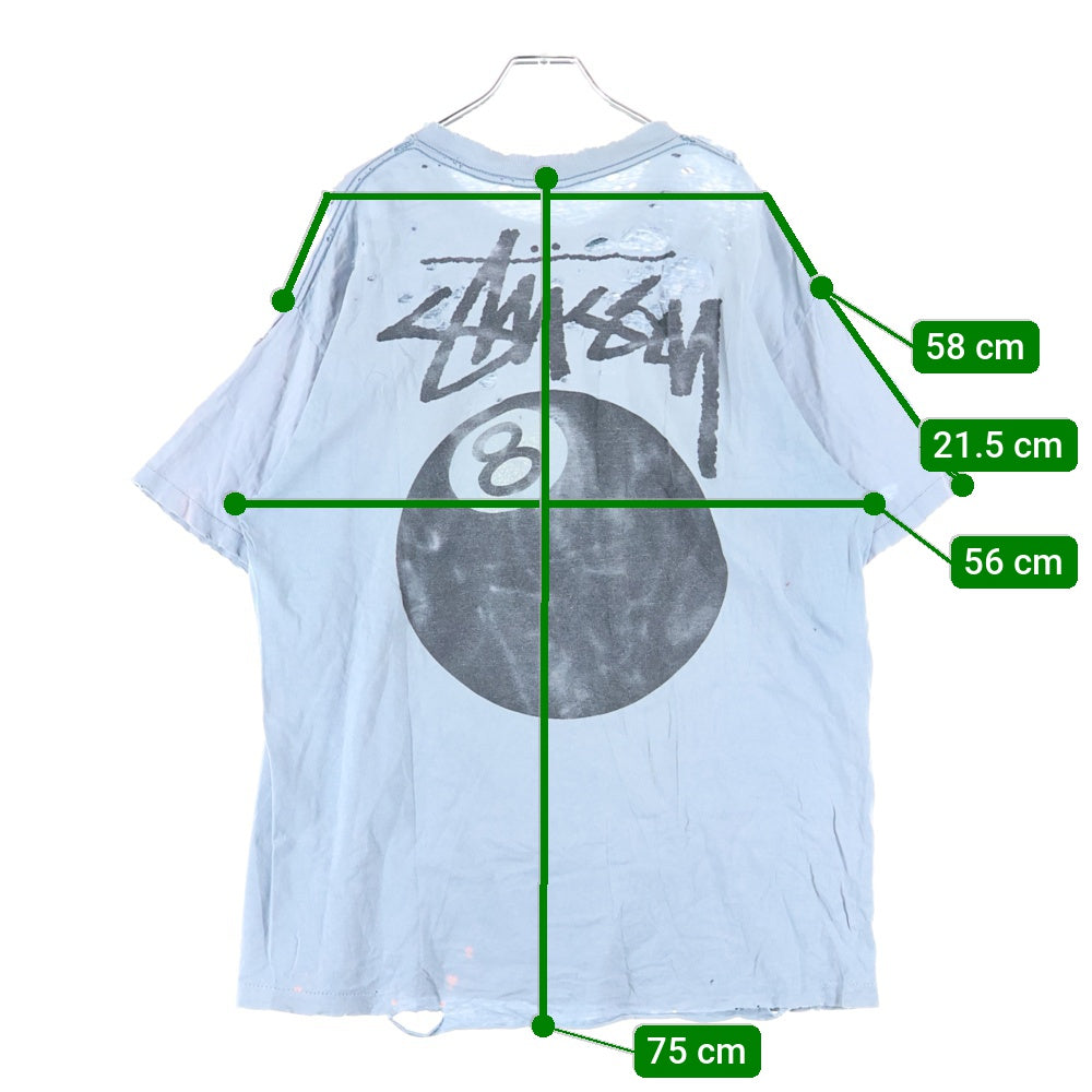 STUSSY(ステューシー) 80S VINTAGE OLD ヴィンテージ オールド 8ボール ロゴプリント クルーネック 半袖シャツ カットソーライトブルー