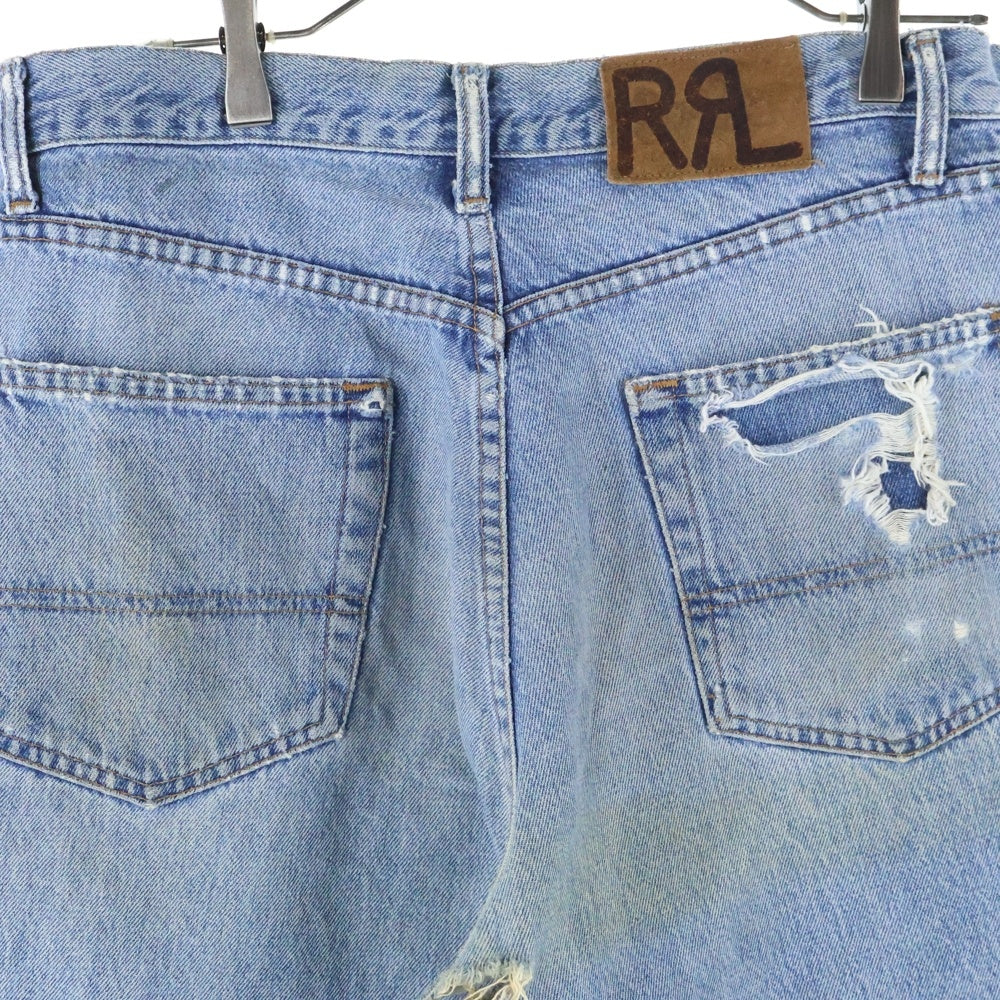 RRL(ダブルアールエル) USA製 ジップフライ ダメージ ストレート デニムパンツ インディゴ