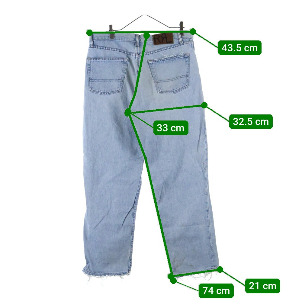 RRL(ダブルアールエル) USA製 ジップフライ ダメージ ストレート デニムパンツ インディゴ