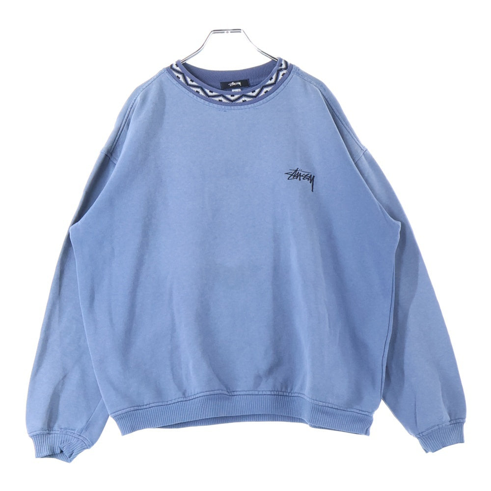 STUSSY(ステューシー) 80S VINTAGE OLD ヴィンテージ オールド ロゴ刺繍 クルーネック スウェット トレーナー ブルー