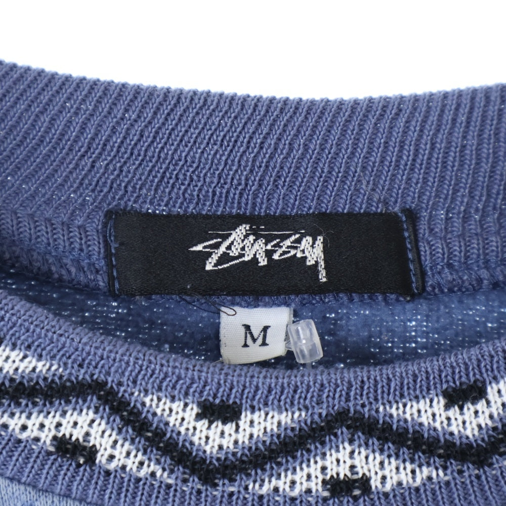 STUSSY(ステューシー) 80S VINTAGE OLD ヴィンテージ オールド ロゴ刺繍 クルーネック スウェット トレーナー ブルー