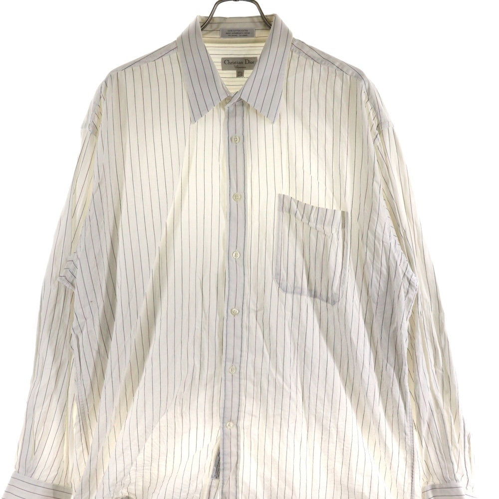 Christian Dior(クリスチャンディオール) ストライプコットン 長袖シャツ ホワイト