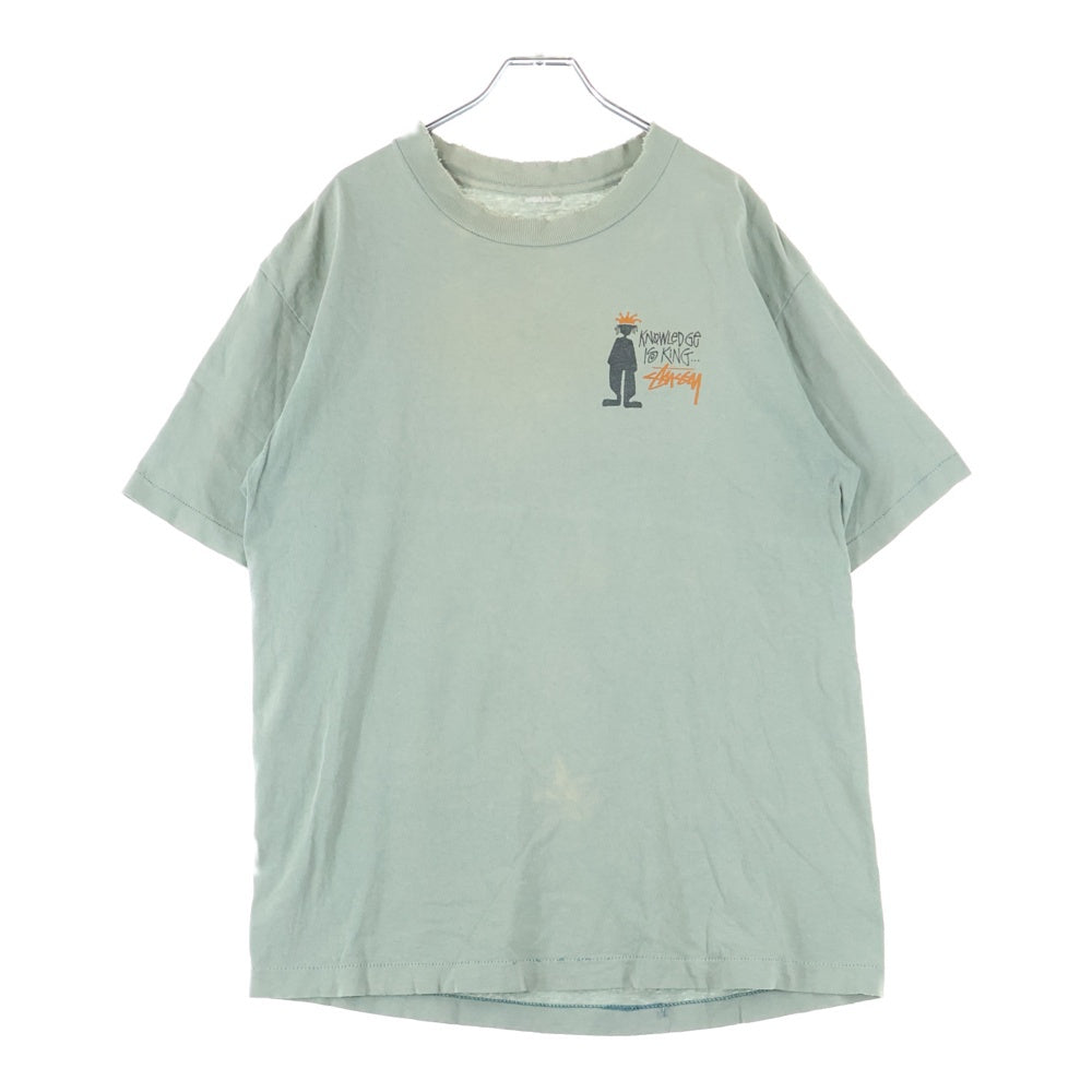 STUSSY(ステューシー) 90S VINTAGE OLD ヴィンテージ オールド 白タグ シャドーマン クルーネック 半袖Tシャツ カットソー ブルー
