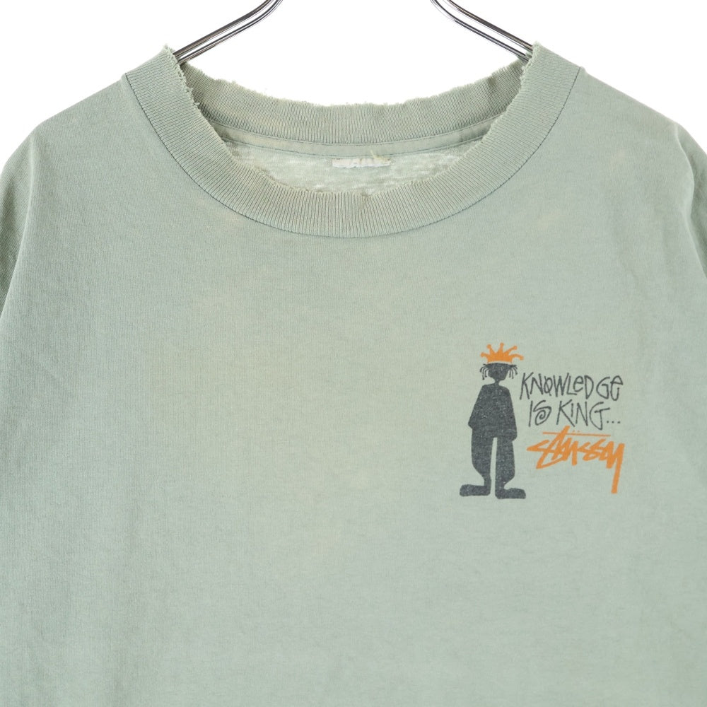 STUSSY(ステューシー) 90S VINTAGE OLD ヴィンテージ オールド 白タグ シャドーマン クルーネック 半袖Tシャツ カットソー ブルー