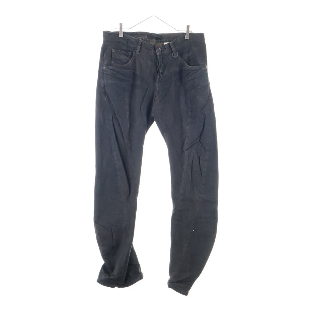 JULIUS(ユリウス) ダメージ加工 ボタンフライ バナナカーブ デニムパンツ ダークブラウン