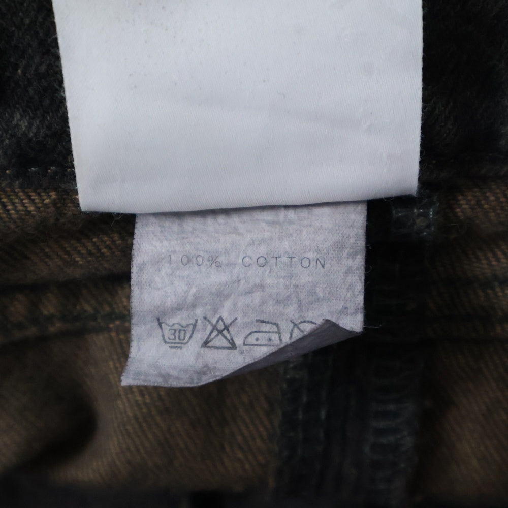 JULIUS(ユリウス) ダメージ加工 ボタンフライ バナナカーブ デニムパンツ ダークブラウン