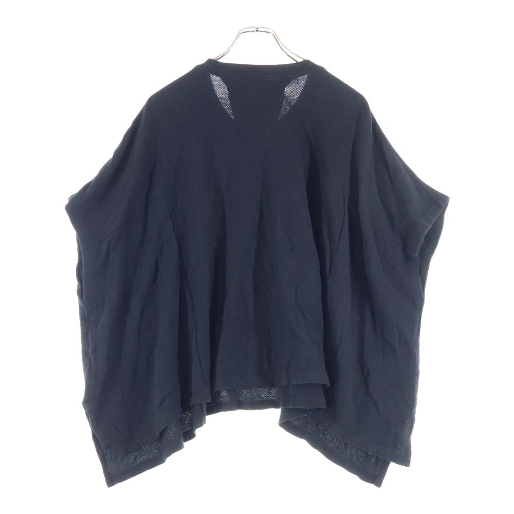 NILφS(ニルズ) 18SS RECTANGLE CUT&SEWN レクタングル コットン ワッフル クルーネック 半袖Tシャツ カットソー ブラック 620CUM10