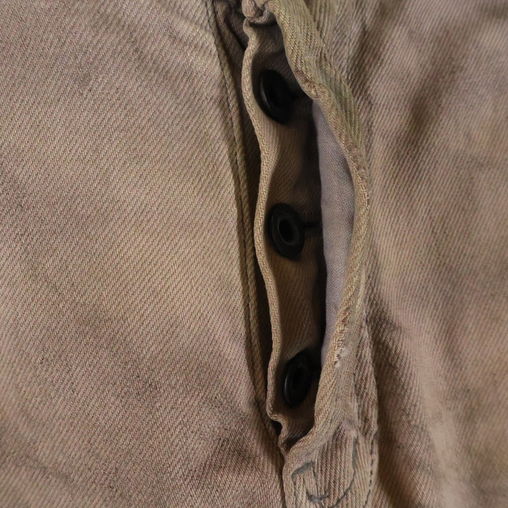 JULIUS(ユリウス) ダメージ加工 ボタンフライ コットン ストレートデニムパンツ ピンク