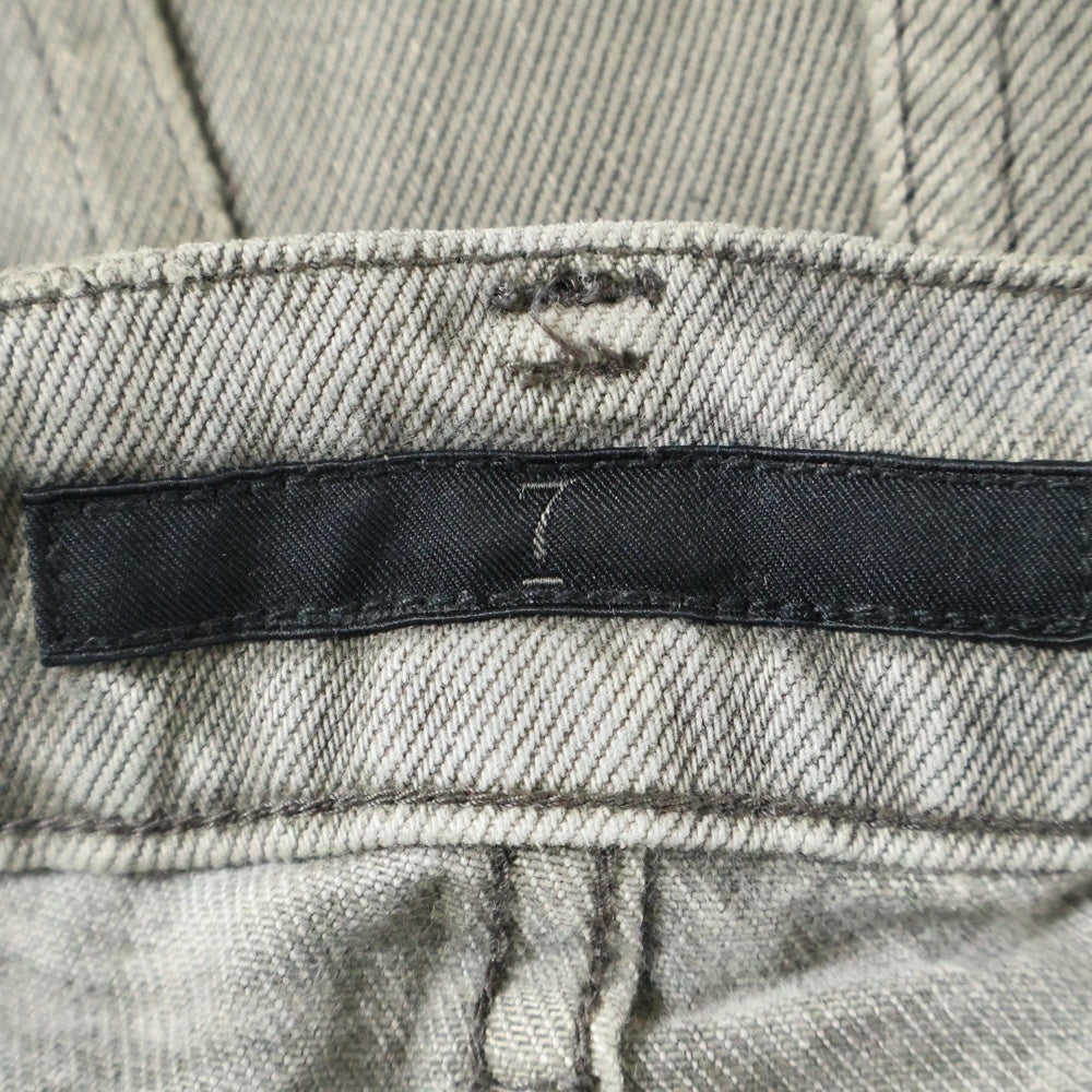 JULIUS(ユリウス) ダメージ加工 ボタンフライ 変形 コットン デニムパンツ カーキ