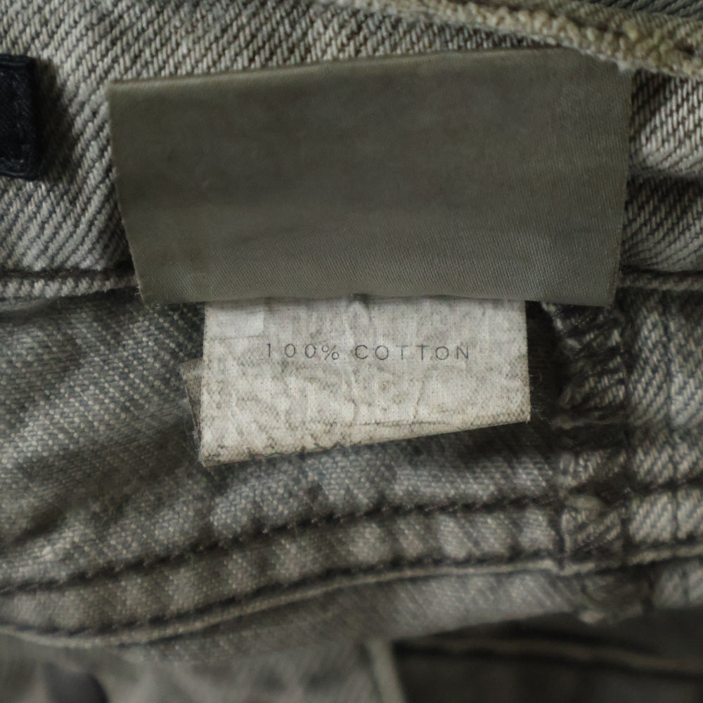 JULIUS(ユリウス) ダメージ加工 ボタンフライ 変形 コットン デニムパンツ カーキ