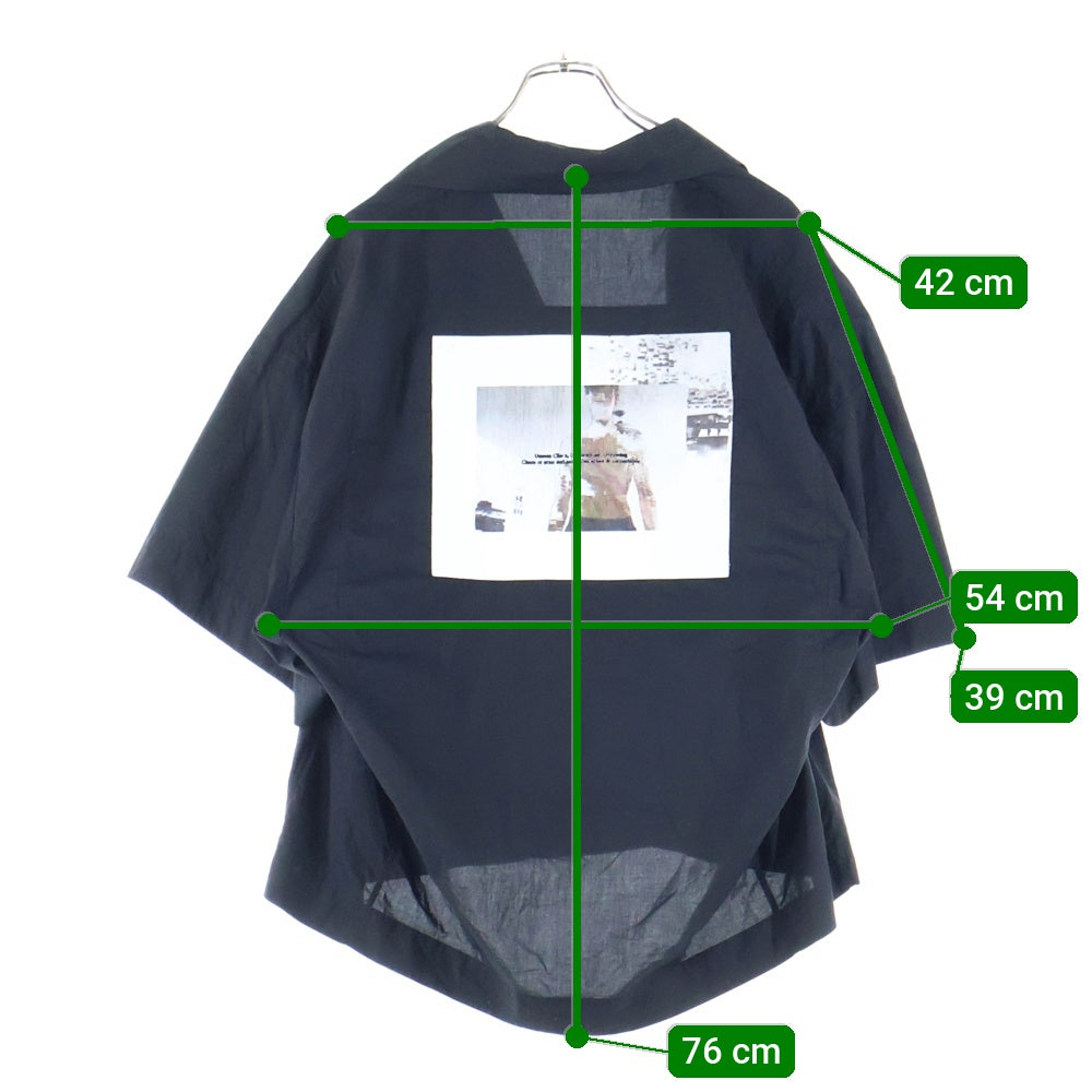 JULIUS(ユリウス) 19SS バックプリント オープンカラー ボックス 半袖シャツ ブラック 657SHM3-P