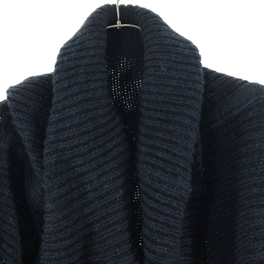 JULIUS(ユリウス) 18AW Knit Gown ウール混 ニットガウンコート ブラック 637KNM3
