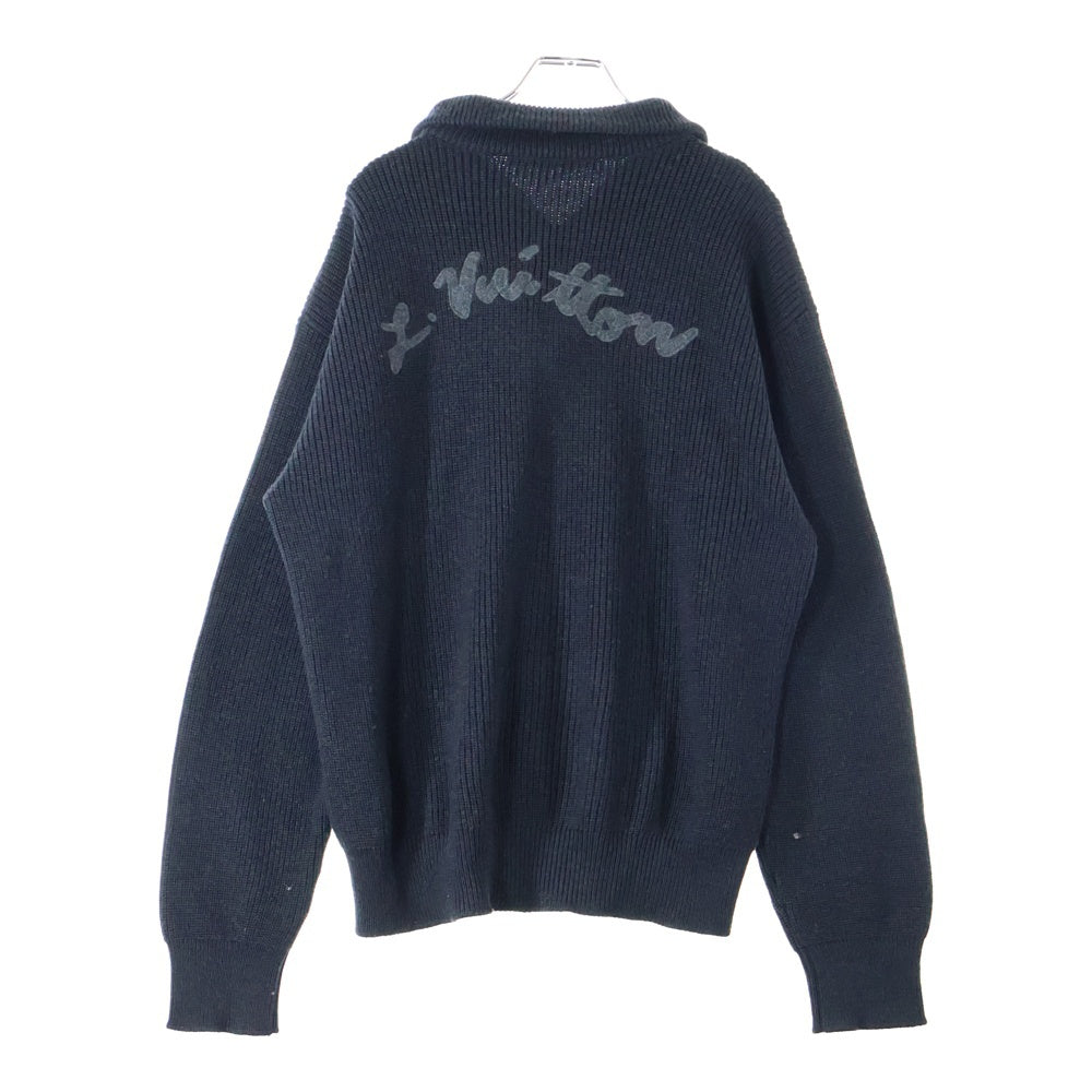 LOUIS VUITTON(ルイヴィトン) 22SS シグネチャーロゴ刺繍 ウール ハーフジップ ニット セーター ブラック RM221M ZLL HMN10W