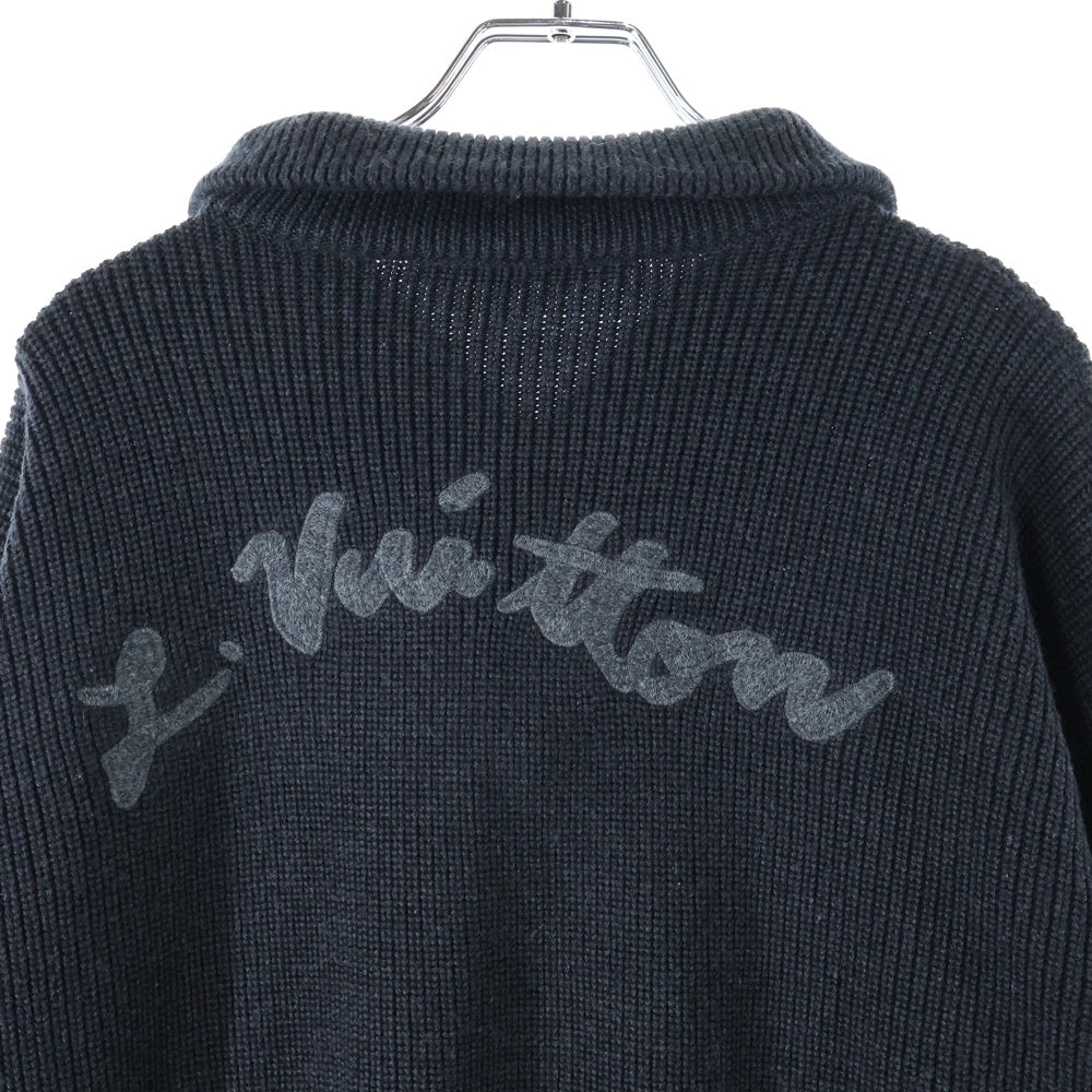 LOUIS VUITTON(ルイヴィトン) 22SS シグネチャーロゴ刺繍 ウール ハーフジップ ニット セーター ブラック RM221M ZLL HMN10W