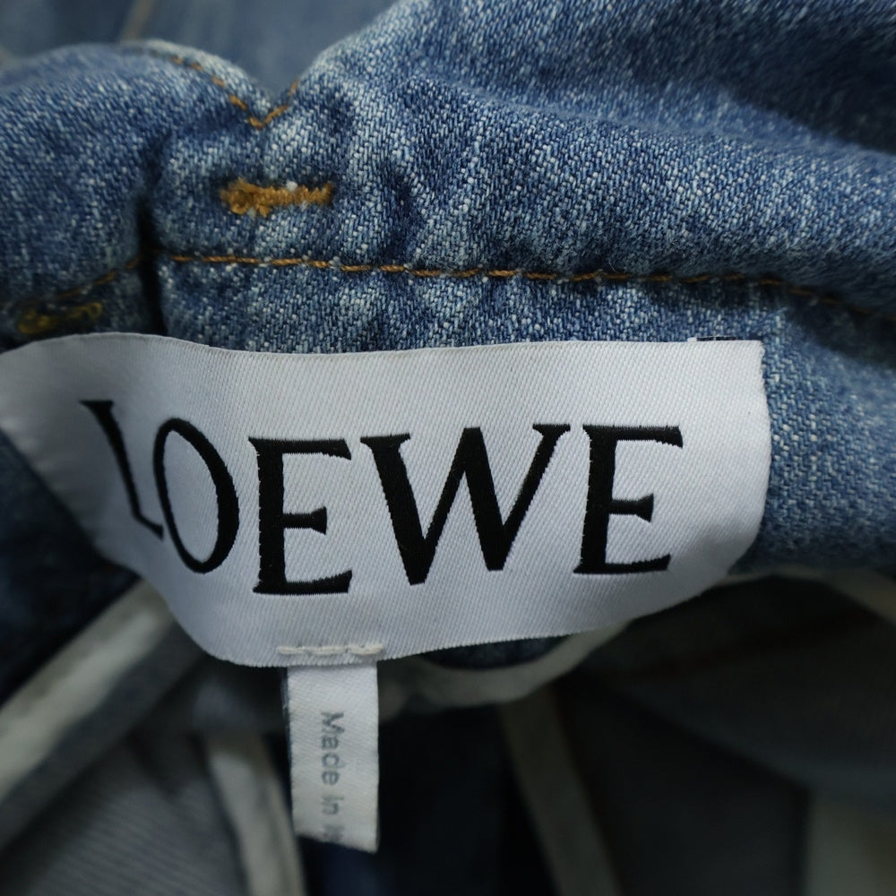 LOEWE(ロエベ) ハイウエスト ベルテッド ワイド デニムパンツ