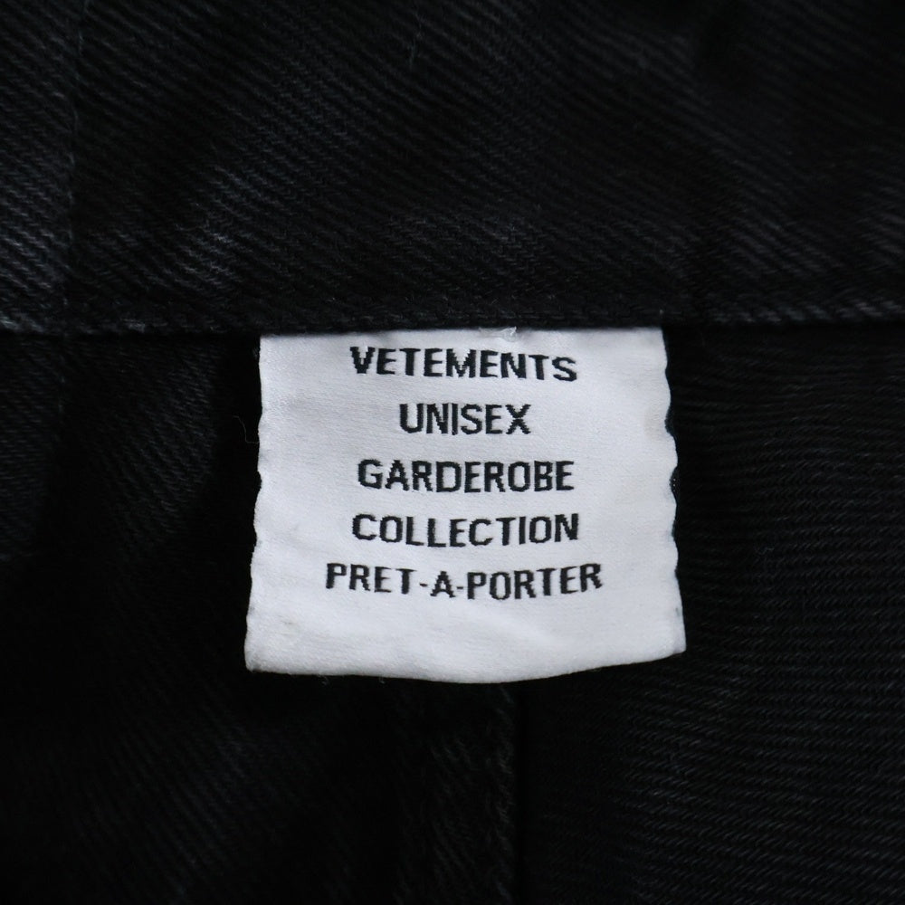 VETEMENTS(ヴェトモン) 23SS Destroy Denim Pants デストロイ インサイドアウト デニムバギーパンツ ブラック UE63PA260B2