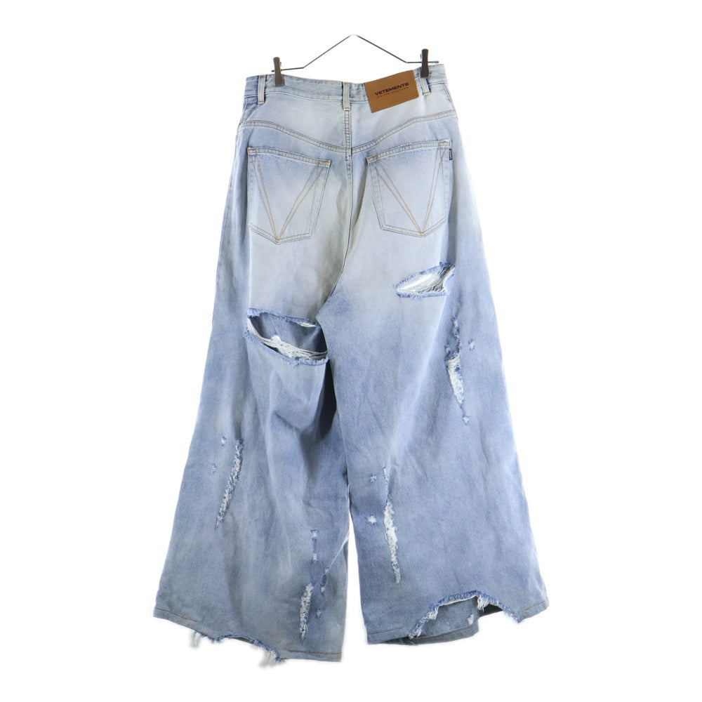 VETEMENTS(ヴェトモン) 23SS DESTROYED BAGGY JEANS デストロイ デニムバギーパンツ インディゴ UE63PA300L