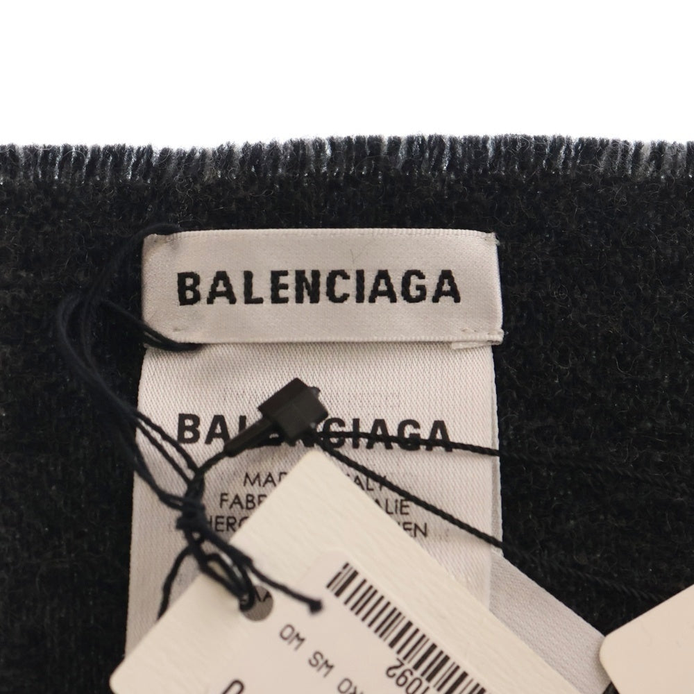 BALENCIAGA(バレンシアガ) ロゴ カシミヤ ウール マフラー ブラック/グレー