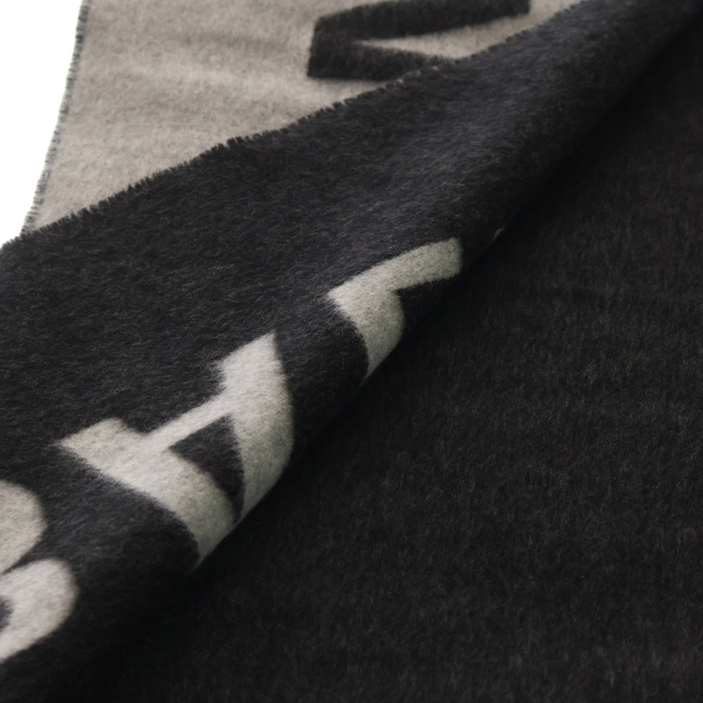 BALENCIAGA(バレンシアガ) ロゴ カシミヤ ウール マフラー ブラック/グレー