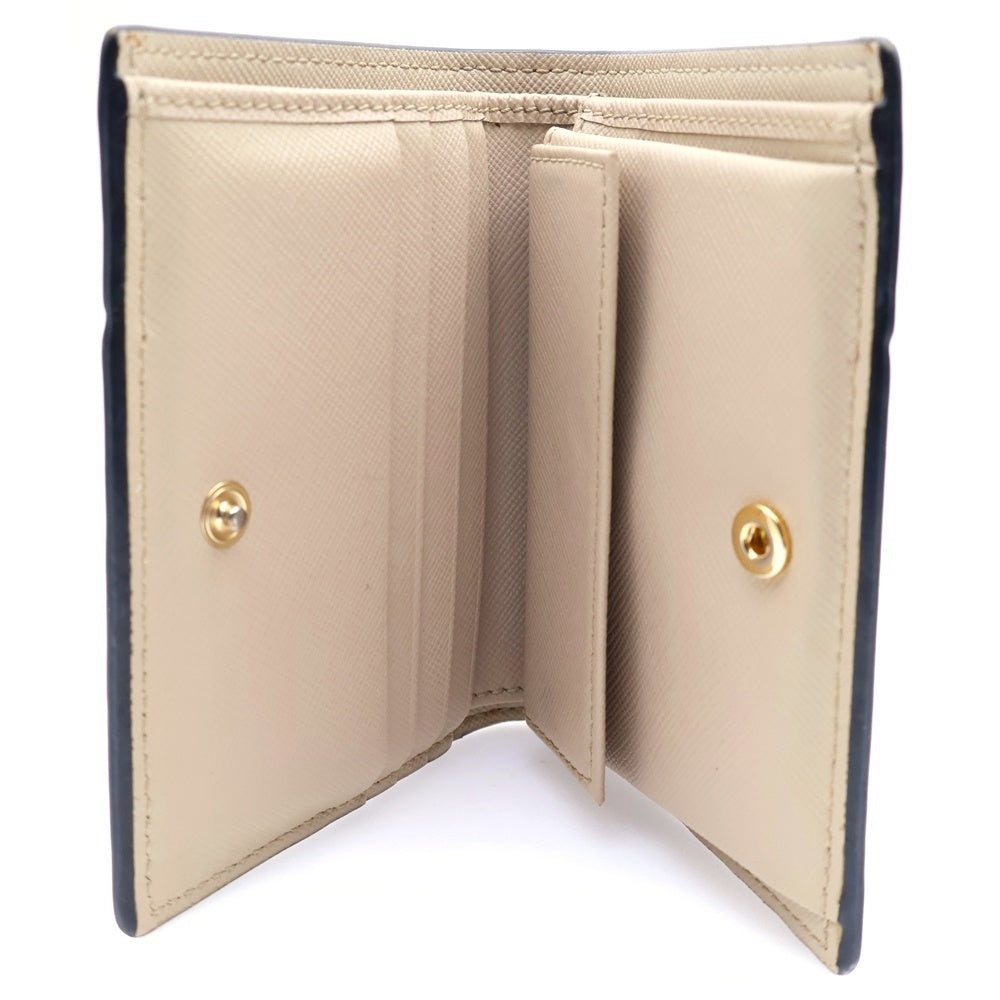 MARNI(マルニ) サフィアーノ レザー バイフォールド ウォレット 二つ折り財布 ベージュ/ホワイト/グリーン